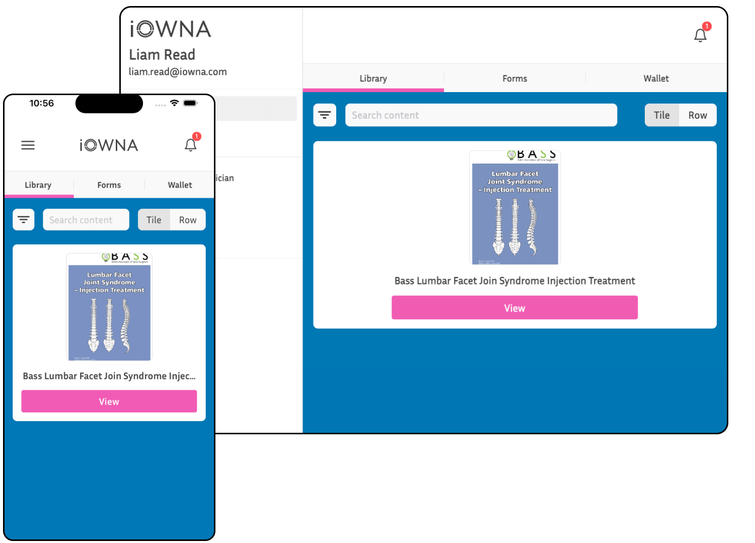 Screenshot from the patient app showing an informational document received from their clinician.