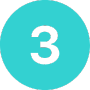 turquoise circle with a white number 3 in the middle