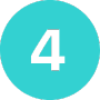 turquoise circle with a white number 4 in the middle